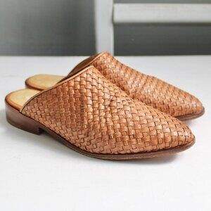 Nisolo Ama Women's Tan Leather Woven Mules Flats Size 7